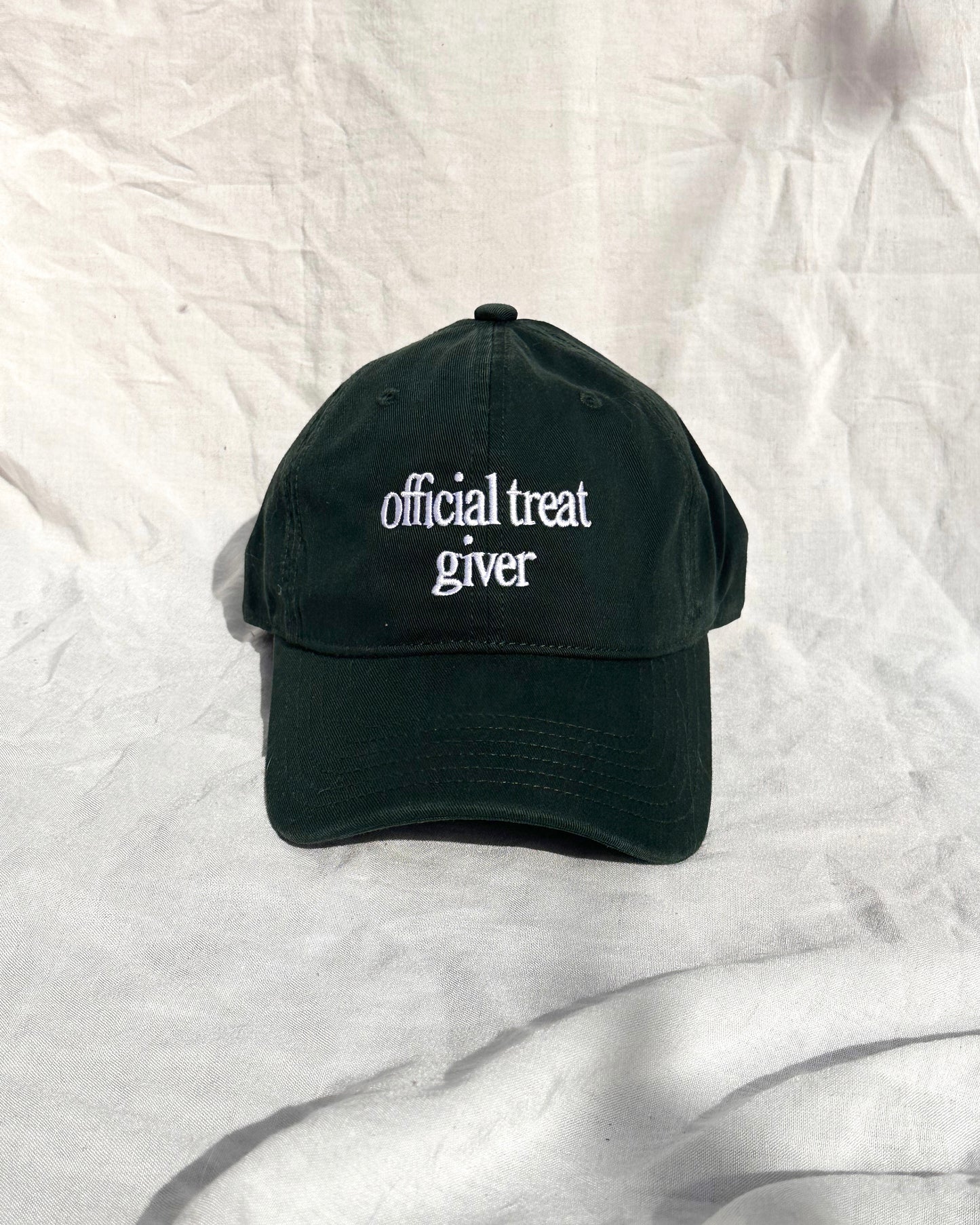 Official Treat Giver – Dark Green Cap with White Embroidery