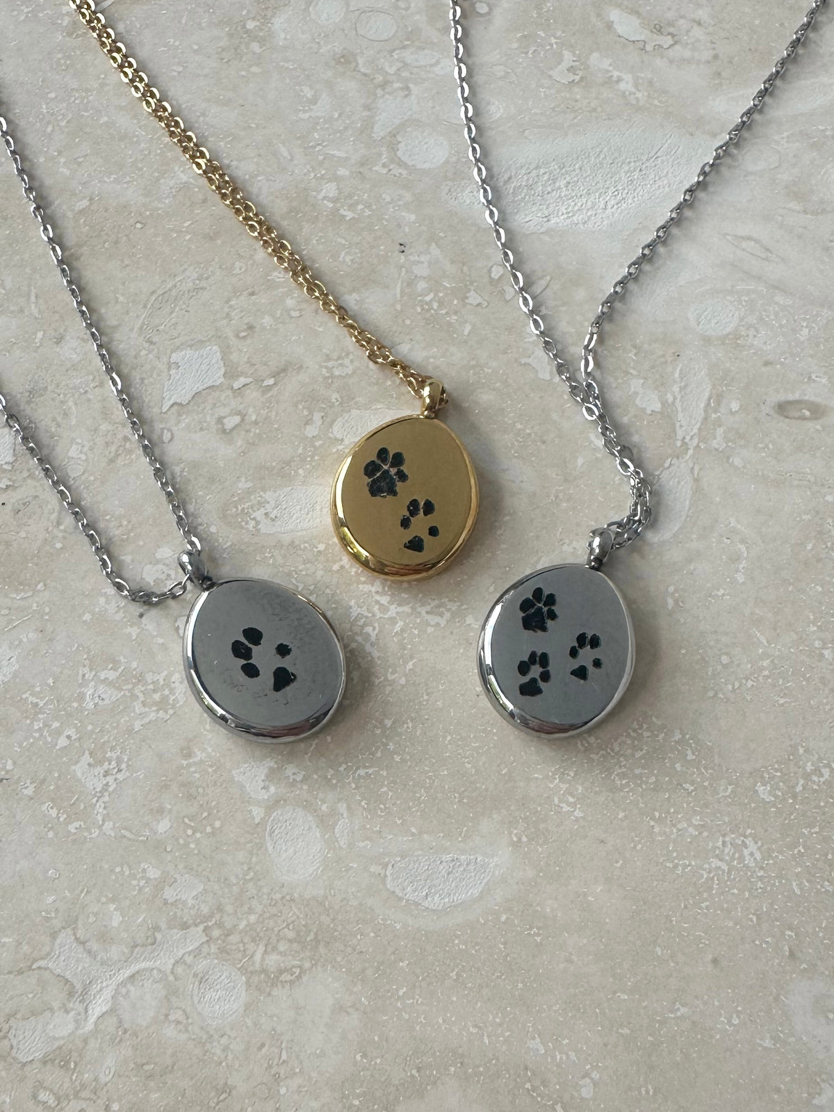 Custom Paw Print Necklace in 18K Gold Plated