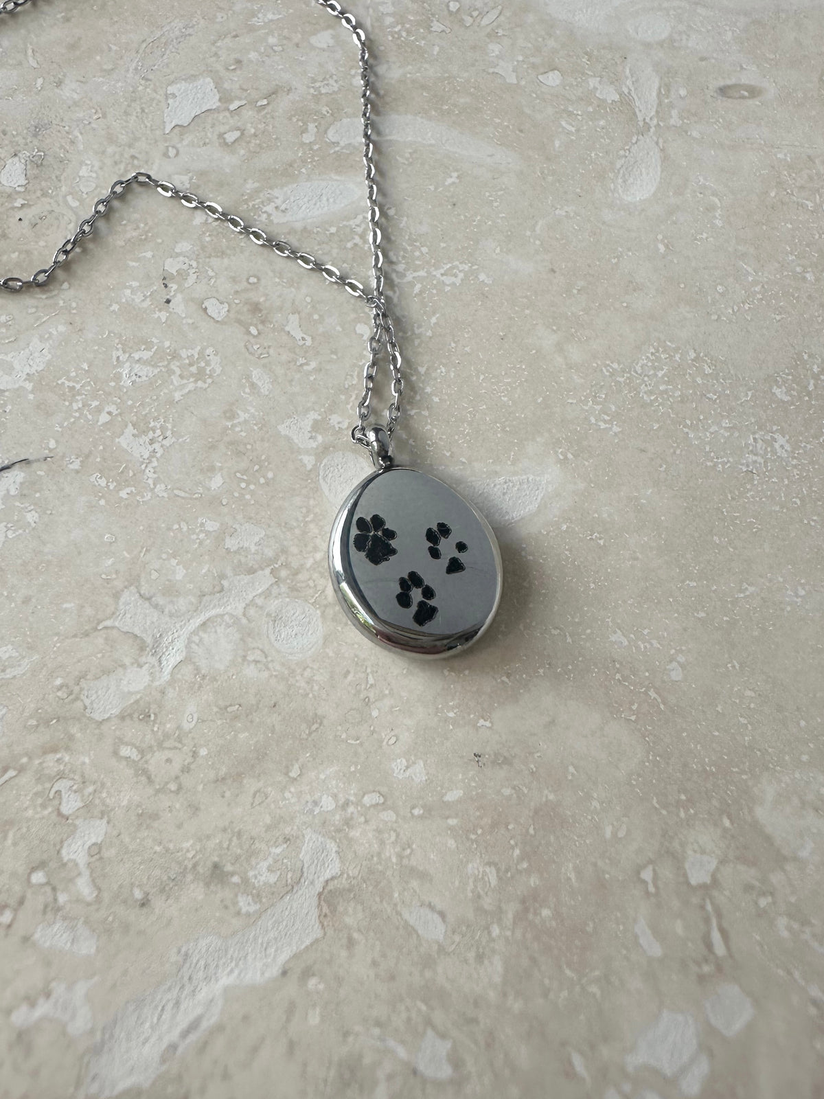 Custom Paw Print Necklace in Silver