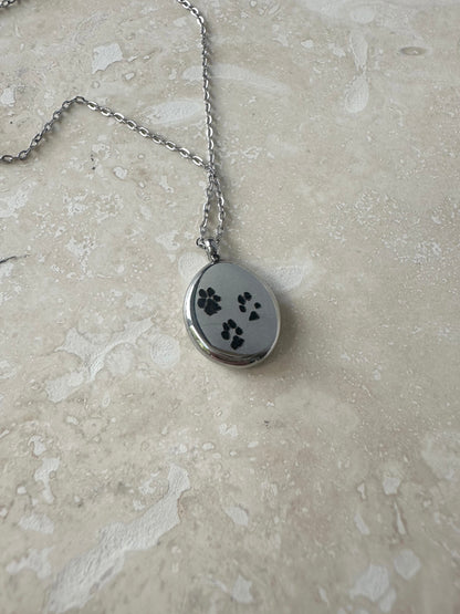 Custom Paw Print Necklace in Silver