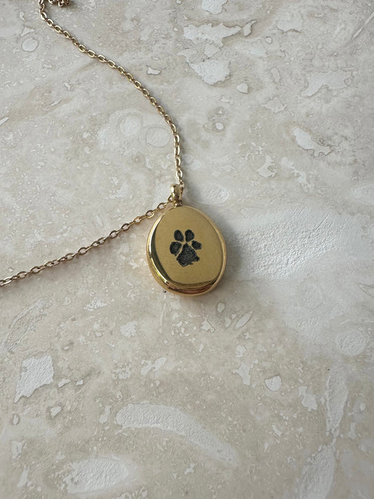 Custom Paw Print Necklace in 18K Gold Plated