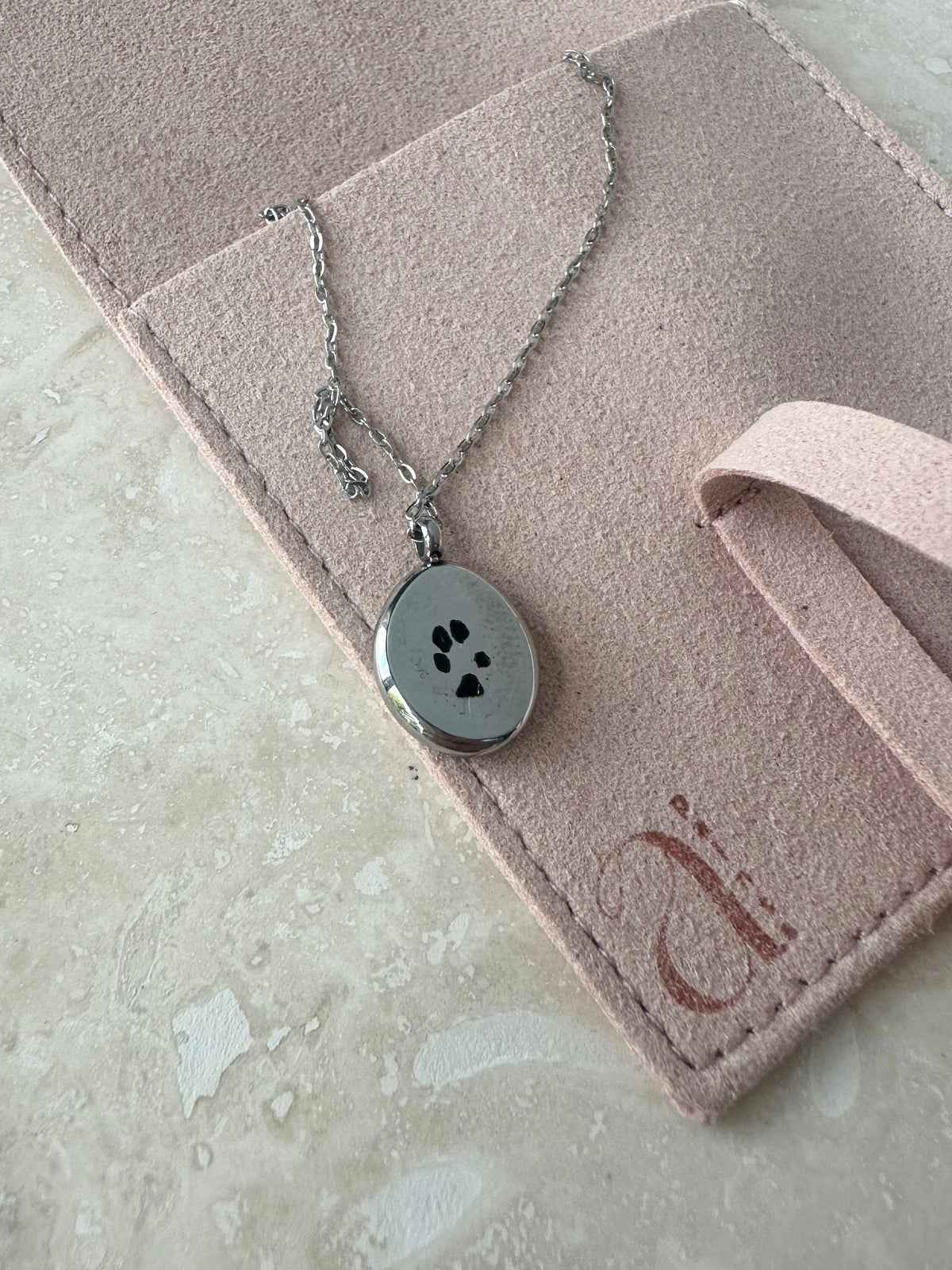 Custom Paw Print Necklace in Silver
