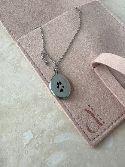 Custom Paw Print Necklace in Silver