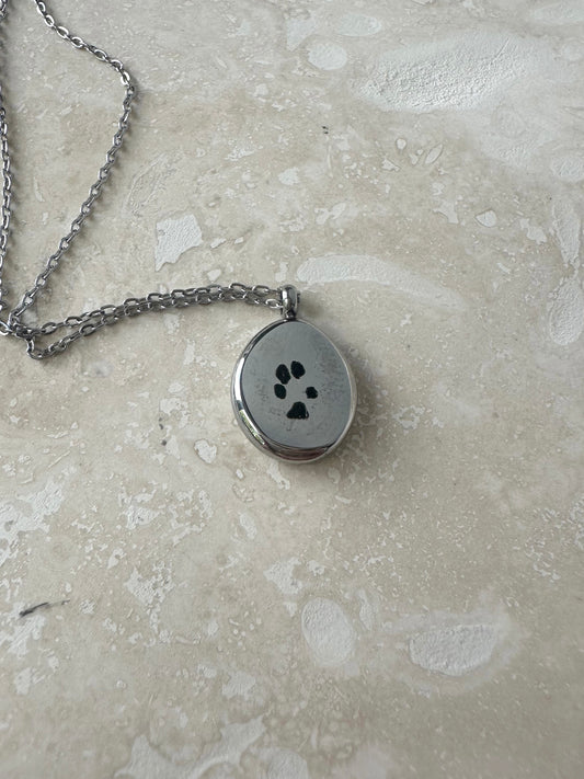 Custom Paw Print Necklace in Silver