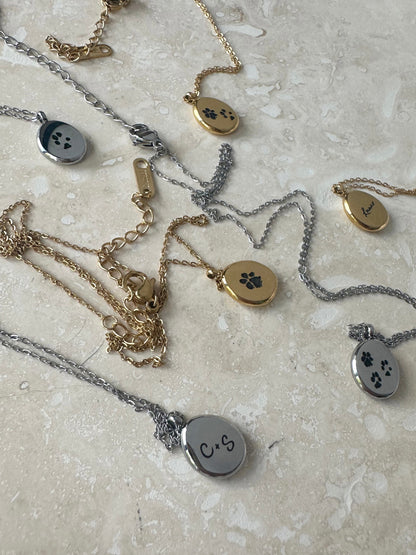 Custom Paw Print Necklace in 18K Gold Plated