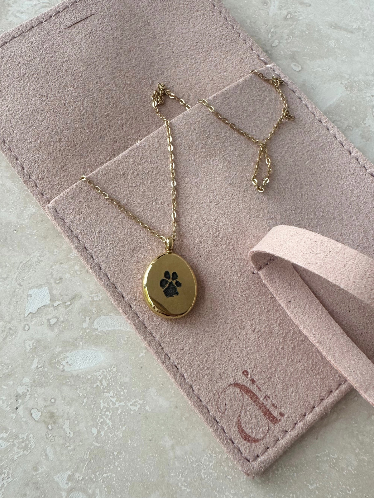 Custom Paw Print Necklace in 18K Gold Plated