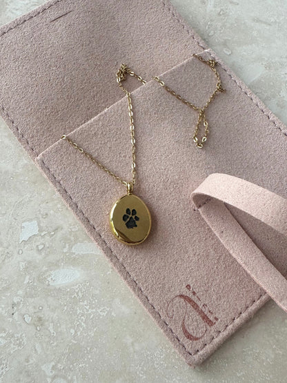 Custom Paw Print Necklace in 18K Gold Plated